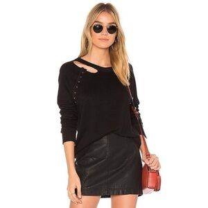 N:philanthropy Nic distressed relaxed fit crewneck sweatshirt in black.
